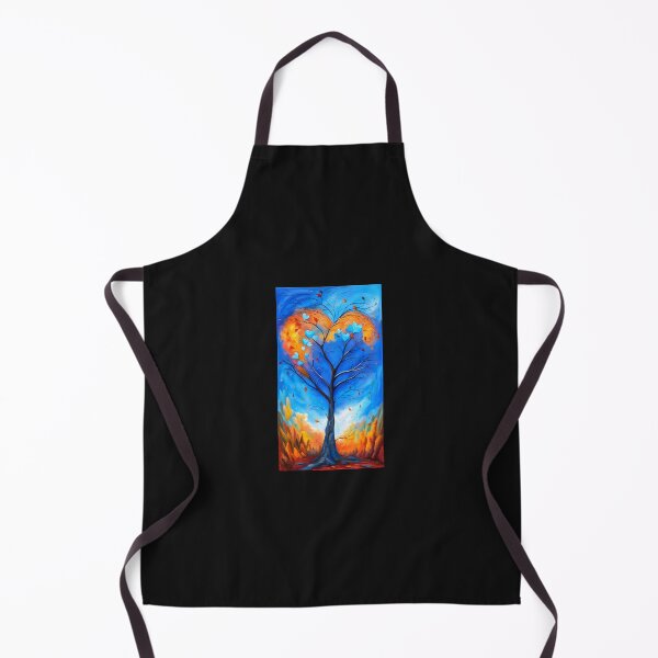 Item preview, Bright blue and orange iridescent tree in the shape of a heart and enhanced with small hearts at the top, orange autumnal decor designed and sold by Creativesphotos.