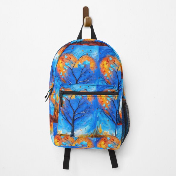 Item preview, Bright blue and orange iridescent tree in the shape of a heart and enhanced with small hearts at the top, orange autumnal decor designed and sold by Creativesphotos.