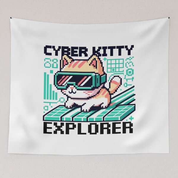 Item preview, Cyber Kitty Explorer - 8-Bit Pixel Adventure designed and sold by PixelPunkster.