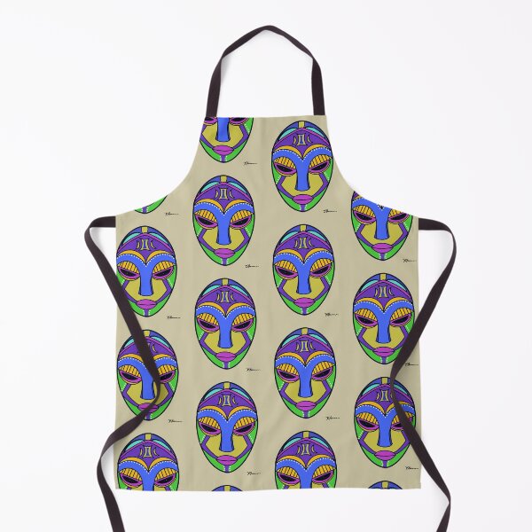 Item preview, African art Tribal Mask 14 on olive green background designed and sold by Dorothea Neumann.