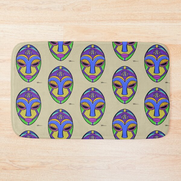 Item preview, African art Tribal Mask 14 on olive green background designed and sold by Dorothea Neumann.