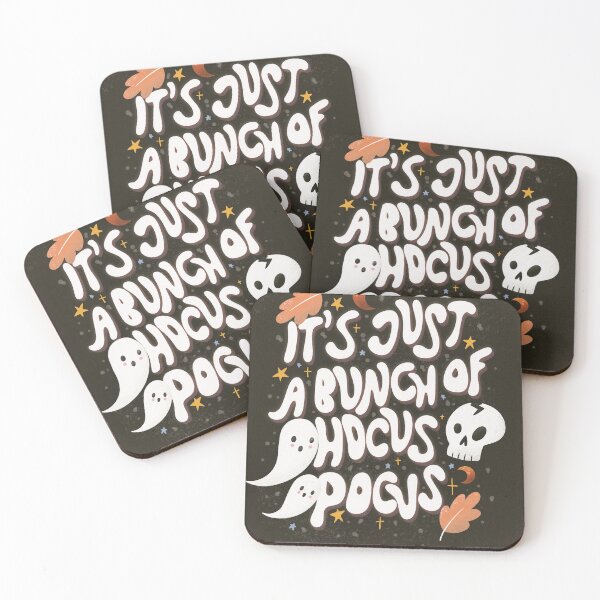 Item preview, Happy Halloween illustration with hand lettering message and cute ghosts, skull and decoration. It's just a bunch of hocus-pocus designed and sold by BlueLela.