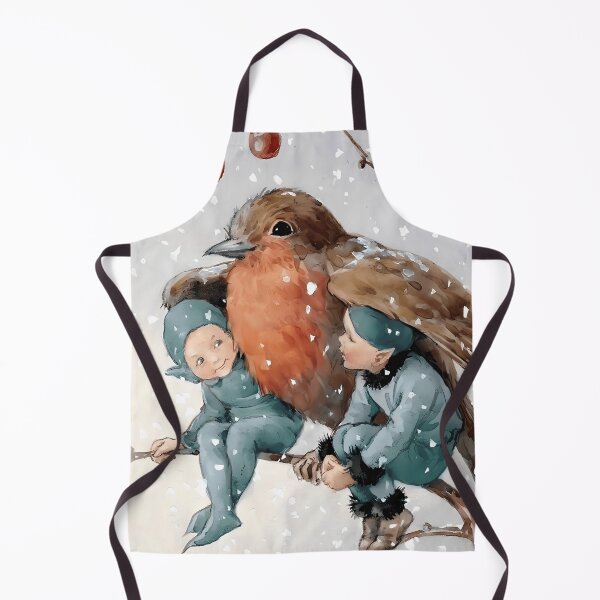 Item preview, Margaret Tarrant, A robin shelters two elves from the falling snow designed and sold by NouveauEra.