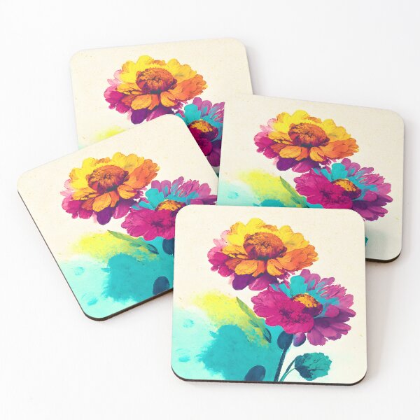 Item preview, Abstract  Watercolor Flowers Maximalist – Zinnias  Watercolor designed and sold by Lannanun.