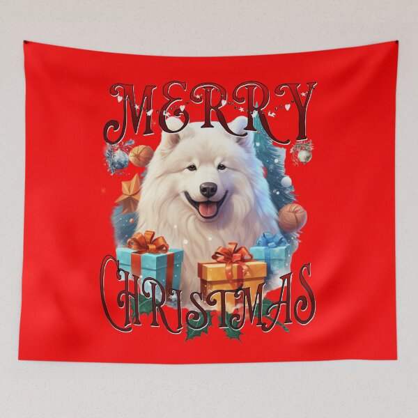 Item preview, Merry Christmas Joyful Samoyed dog designed and sold by Vindbult.