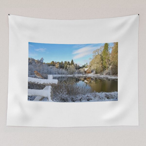 Item preview, Rosehaugh Boat House with Snow Bunting designed and sold by sandysshoots.