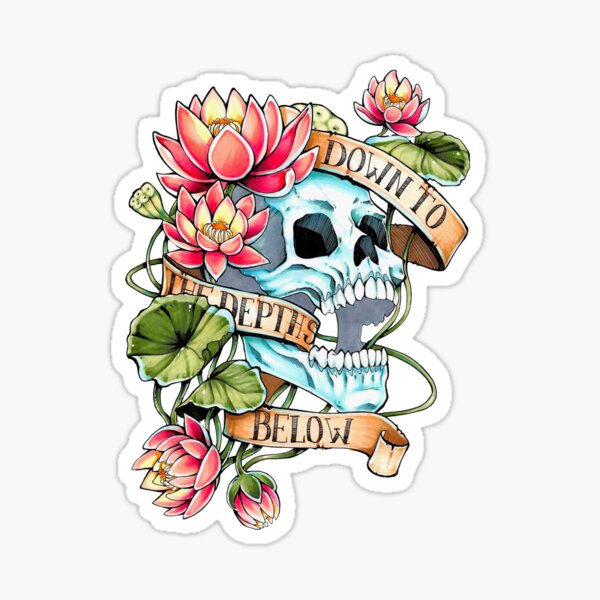 Skull and Lotus Sticker