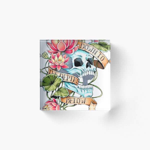 Skull and Lotus Acrylic Block