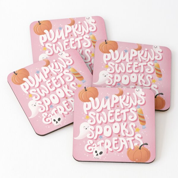 Item preview, Happy Halloween illustration with hand lettering message and cute ghosts and pumpkins designed and sold by BlueLela.
