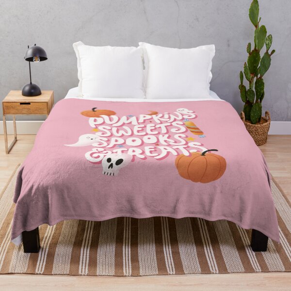 Item preview, Happy Halloween illustration with hand lettering message and cute ghosts and pumpkins designed and sold by BlueLela.