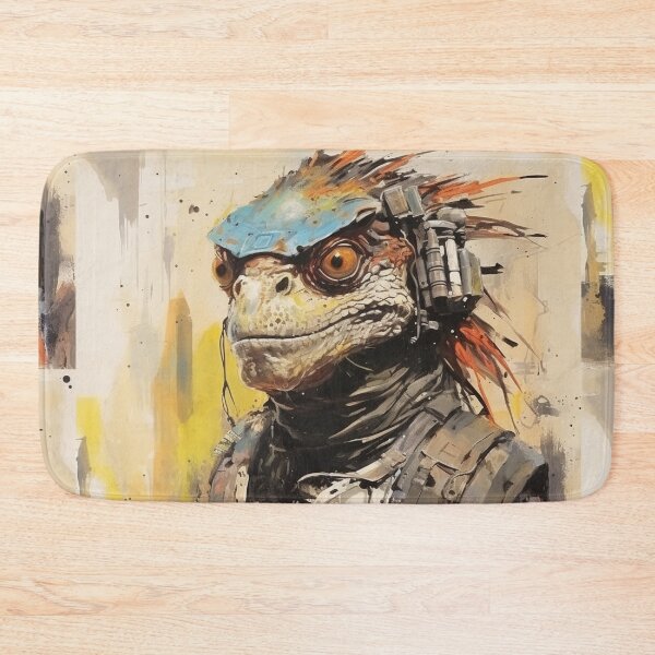 Item preview, Reptile Apocalyptic Soldier Post Apocalypse Art  designed and sold by GrinGalore.