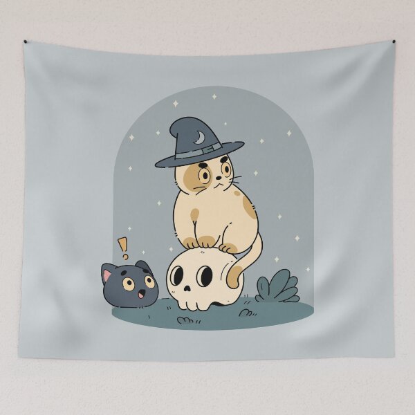 Item preview, Witch Cat and Playful Kittens | Gray designed and sold by ModesaDraw.