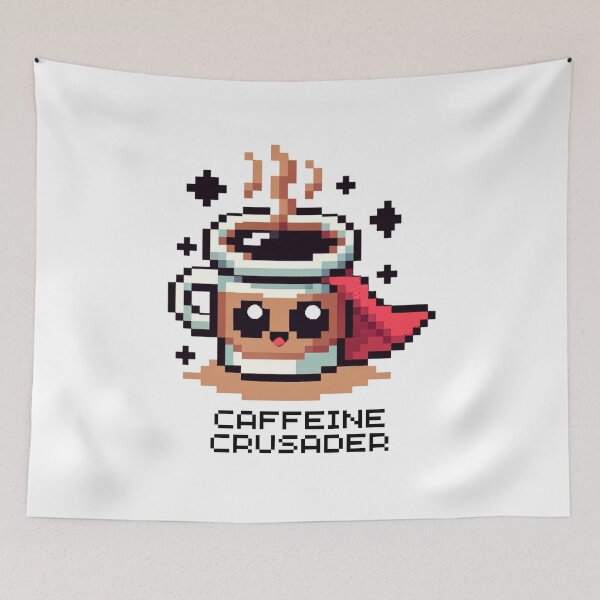 Item preview, Superhero Coffee Cup - Pixel Art 8bit Caffeine Crusader designed and sold by PixelPunkster.