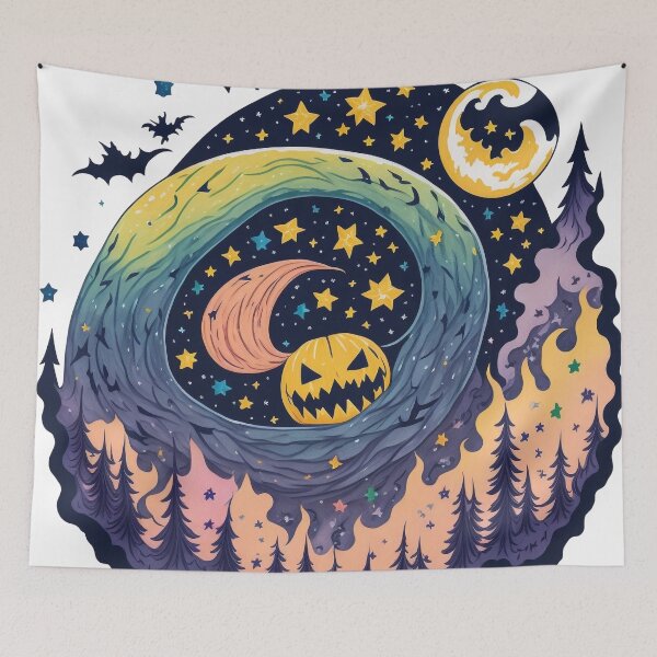 Item preview, Halloween pumpkin bat night designed and sold by AQuirkyApple.