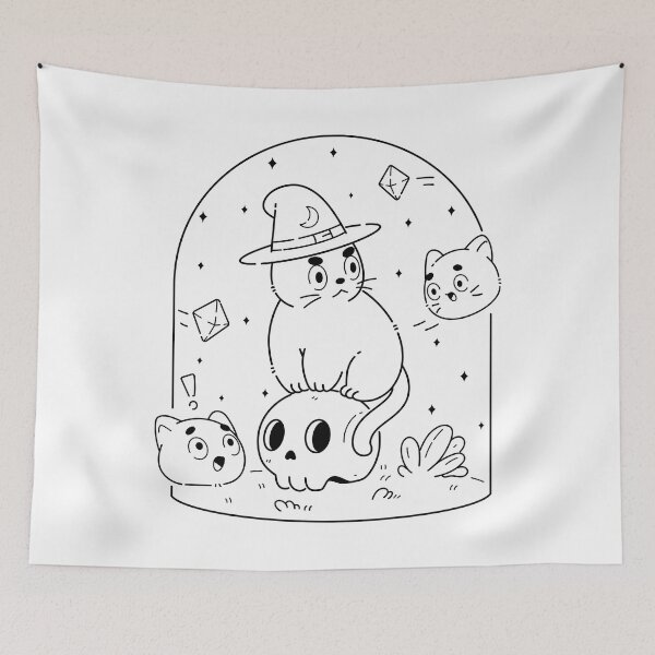 Item preview, Witch Cat and Playful Kittens | Black designed and sold by ModesaDraw.