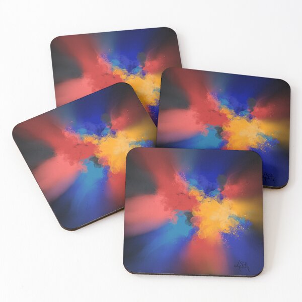 Item preview, Playing In The Night - Black Red Orange Blue Abstract designed and sold by Joey Santiago.