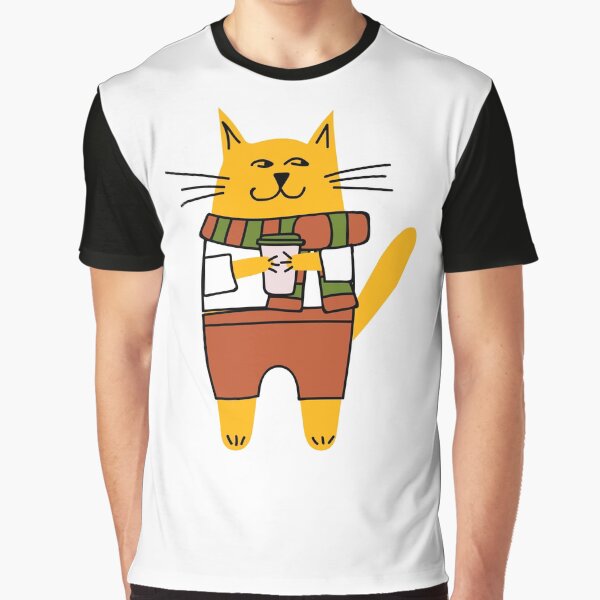 Cat drinking take-away coffee Graphic T-Shirt