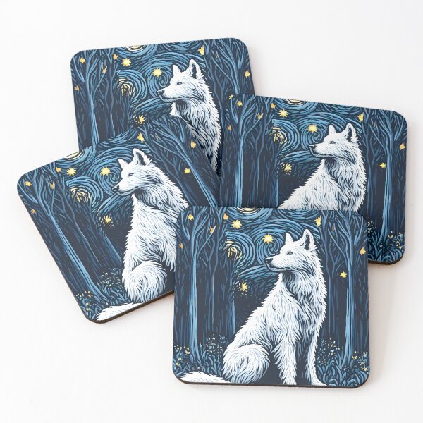 Item preview, White Wolf in Night Forest designed and sold by ArisaHong.