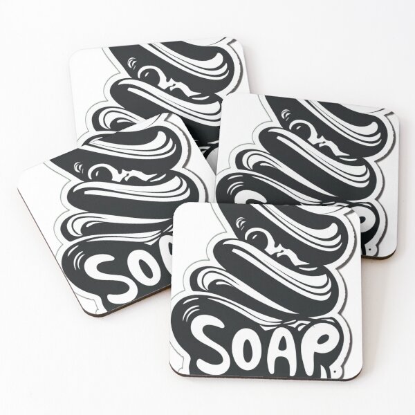 Artikelvorschau, Aufkleberdesign, umrandet von einem kräftigen weißen Streifen mit „SOAP“ entworfen und verkauft von Anna Stim.