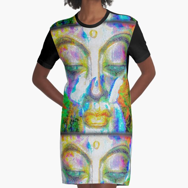The Magical Buddha Mountain Graphic T-Shirt Dress
