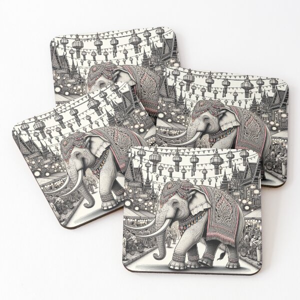 Item preview, "Festive Celebration in the Old Quarter with the Guardian Elephant" designed and sold by Meowguar.