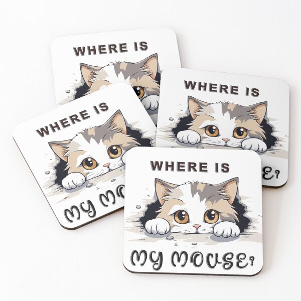 Item preview, Cat Peaks and says "Where is my mouse?" designed and sold by Ketique.