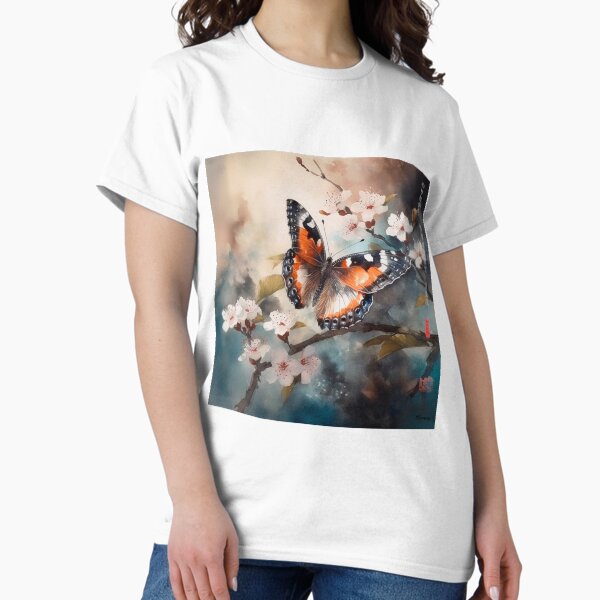 Item preview, Japanese, butterfly, flowers, Sakura, Landscape, floral, Fog, foggy, Watercolor, haiku, zen, kawaii designed and sold by KsaveraArt.