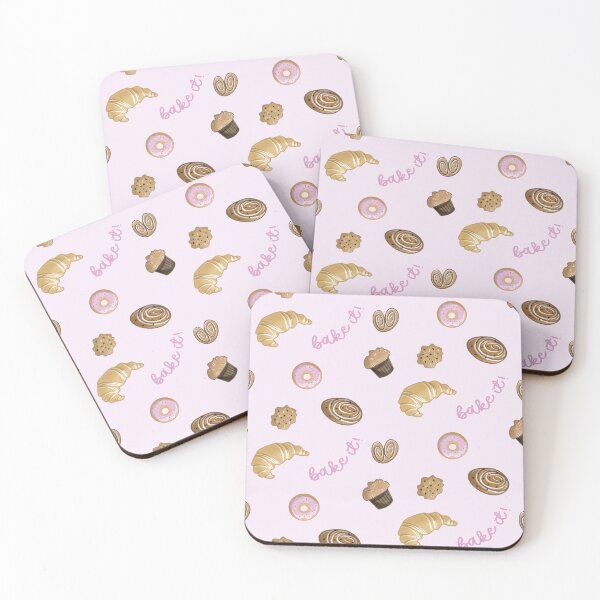 Item preview, Bakery Goods Pattern over Pink Background designed and sold by Scrabbly Doodles.