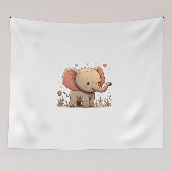 Item preview, Playful Watercolor Baby Elephant Illustration designed and sold by Doddlaix.