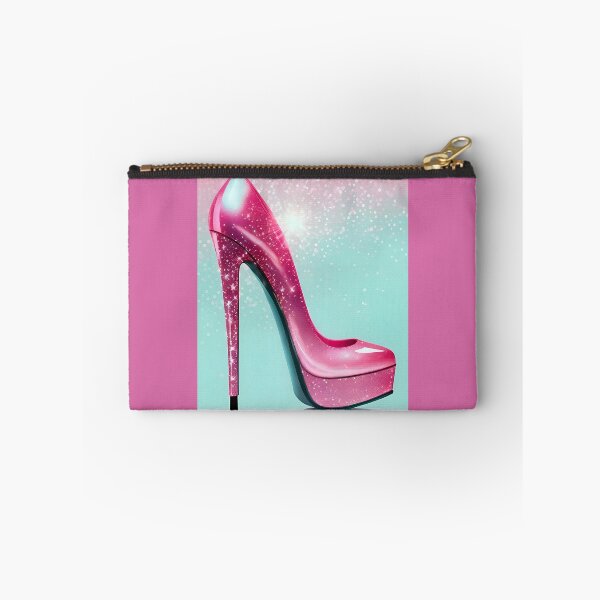 Item preview, Sparkling high heel shoe on a pink and blue background. designed and sold by moonbloom.