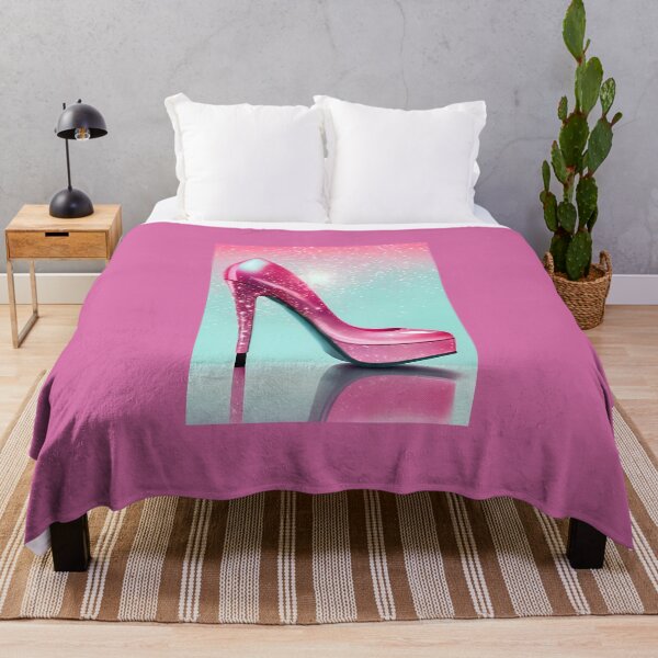Item preview, Sparkling high heel shoe on a pink and blue background. designed and sold by moonbloom.