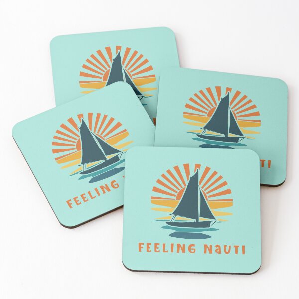 Item preview, Nautical "Feeling Nauti" Boat and Sunset Pun designed and sold by LindaCooke.