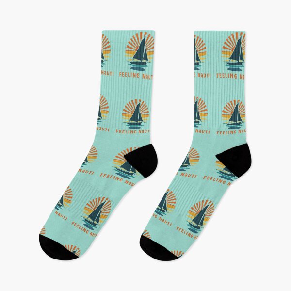 Item preview, Nautical "Feeling Nauti" Boat and Sunset Pun designed and sold by LindaCooke.