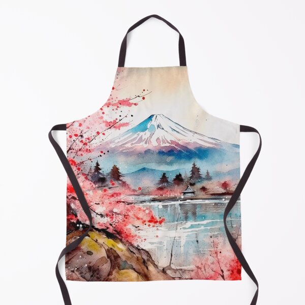 Item preview, Japanese, mount, Fuji, flowers, Sakura, Landscape, floral, Fog, foggy, Watercolor, haiku, zen, kawaii designed and sold by KsaveraArt.