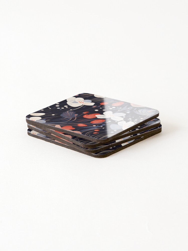 Thumbnail 4 of 5, Coasters (Set of 4), Abstract Floral Pattern designed and sold by SideSignal.