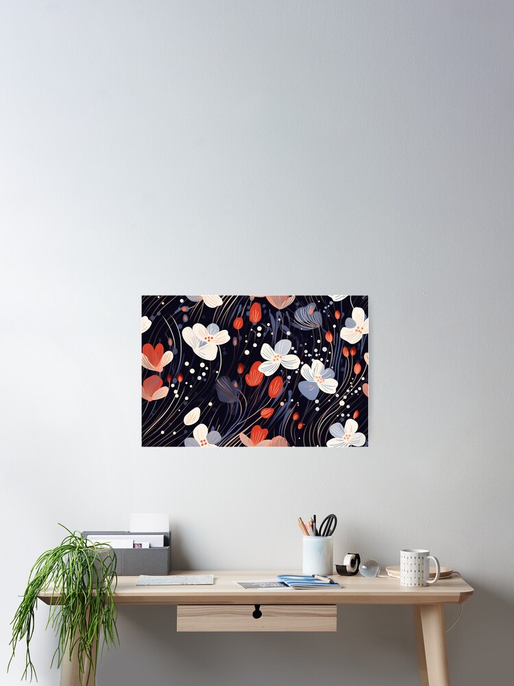 Imagen 2 de 3, Póster con la obra Abstract Floral Pattern, diseñada y vendida por SideSignal.