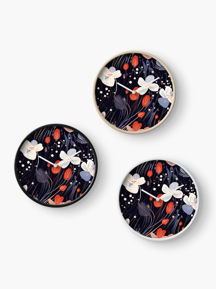 Thumbnail 3 of 4, Clock, Abstract Floral Pattern designed and sold by SideSignal.