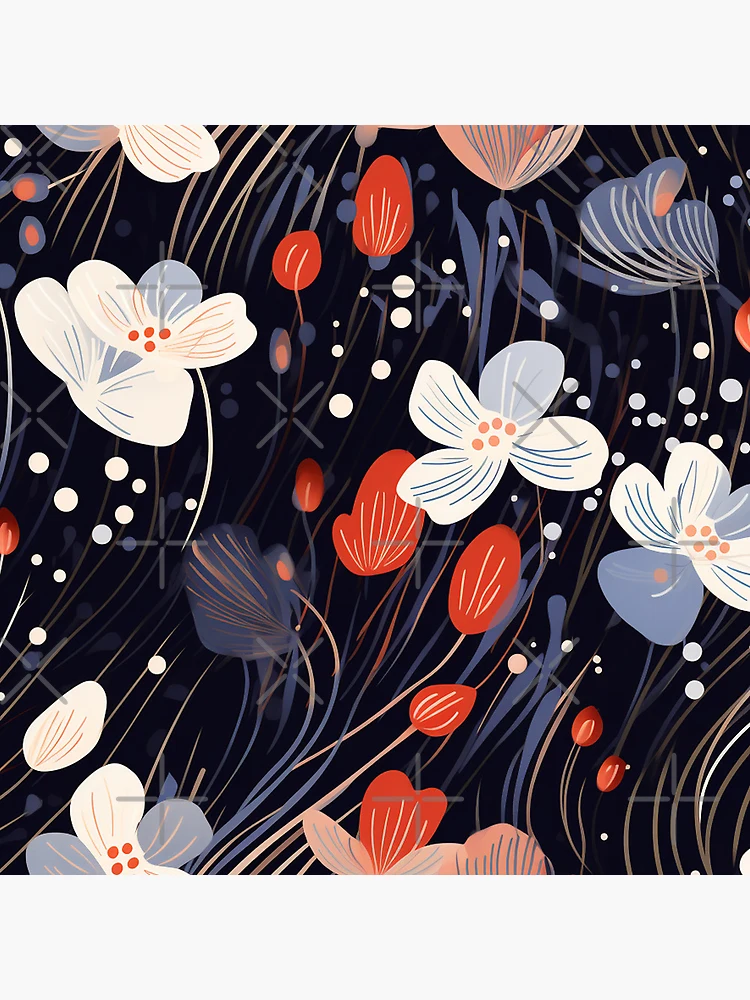 Thumbnail 4 of 4, Clock, Abstract Floral Pattern designed and sold by SideSignal.