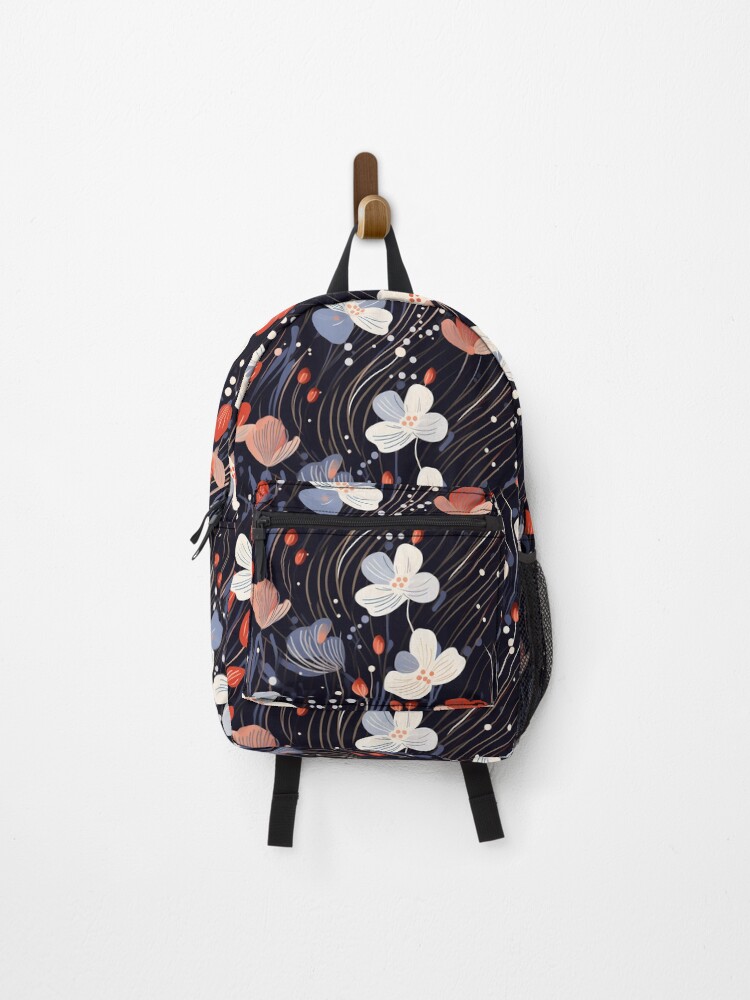 Thumbnail 1 of 3, Backpack, Abstract Floral Pattern designed and sold by SideSignal.