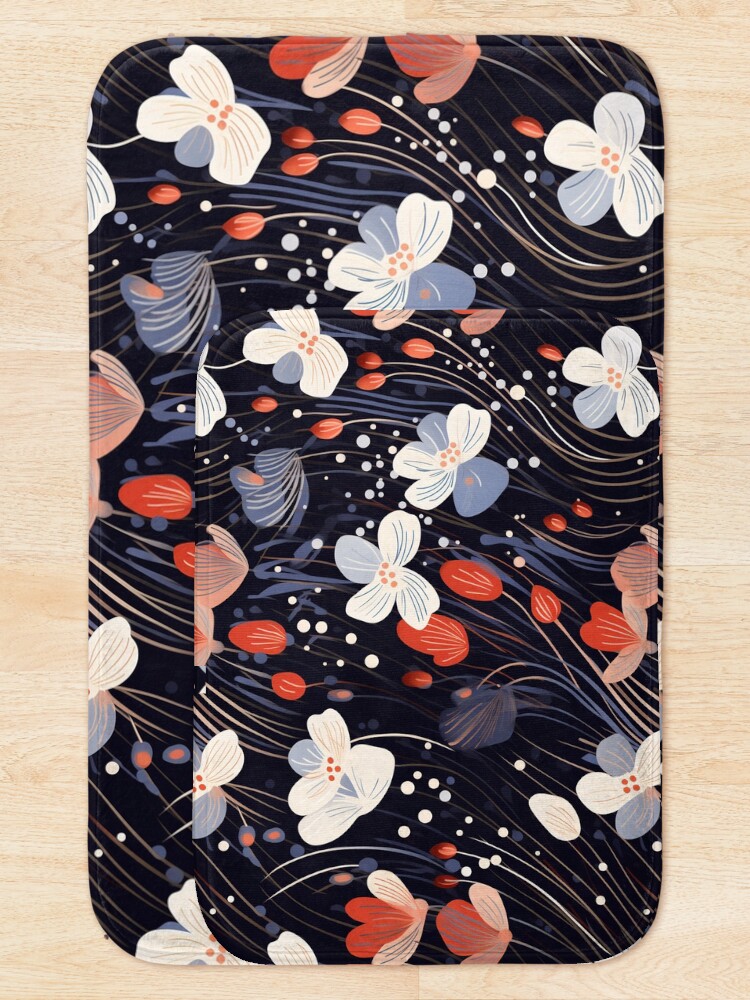 Thumbnail 5 of 6, Bath Mat, Abstract Floral Pattern designed and sold by SideSignal.