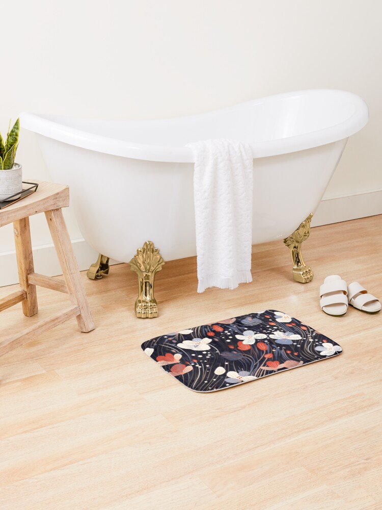 Thumbnail 2 of 6, Bath Mat, Abstract Floral Pattern designed and sold by SideSignal.