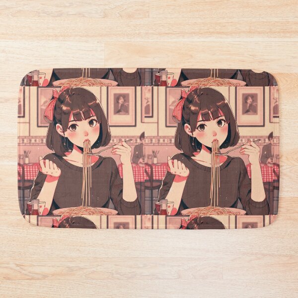 Item preview, Chica comiendo espagueti Arte digital Anime retro #1 designed and sold by AIrtisticPrints.