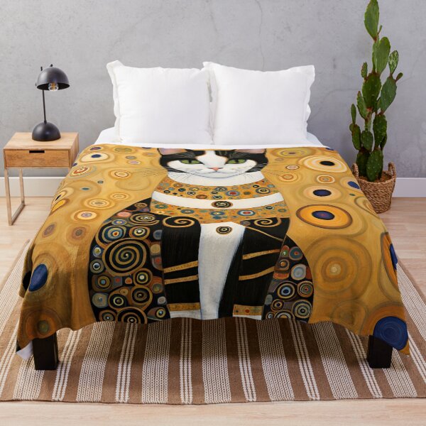 Item preview, Cat Painting inspired by Gustav Klimt Style designed and sold by siwabudda.