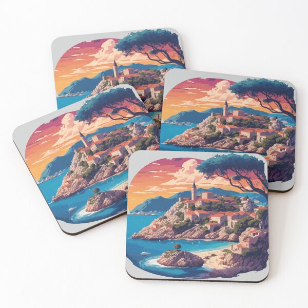 Item preview, Beautiful Sunset Art on the Adriatic Sea - Coastal Theme Beach Scene designed and sold by MindfulVisionz.