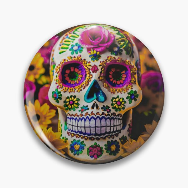 Item preview, Day Of The Dead colorful skull designed and sold by CuteCreature.