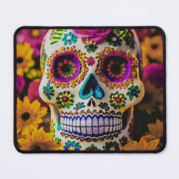 Item preview, Day Of The Dead colorful skull designed and sold by CuteCreature.