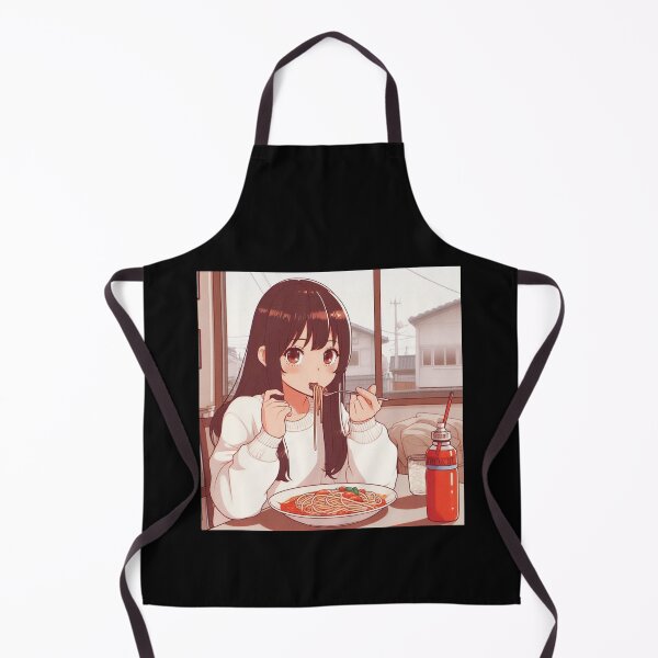 Artikelvorschau, Mädchen isst Spaghetti Digitale Kunst Retro Anime #2 entworfen und verkauft von AIrtisticPrints.