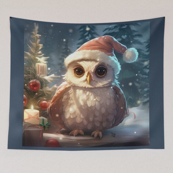 Item preview, cute Christmas owl as Santa Claus designed and sold by WallyPink.