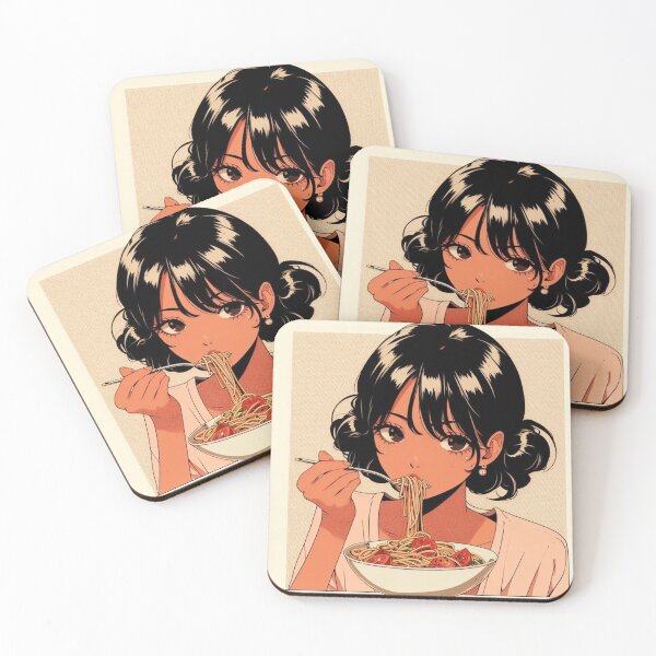 Item preview, Girl Eating Spaghetti Digital Art Italian Retro Anime #3 designed and sold by AIrtisticPrints.