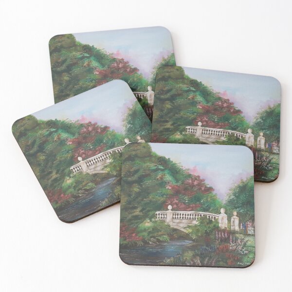Item preview, Costa Rican bridge river and forest landscape vintage hand painted art  designed and sold by Carlos Gudino.